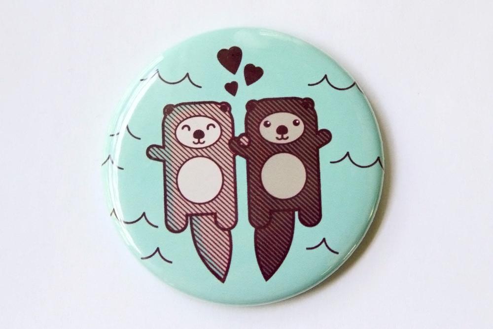 Otters Refrigerator Magnet or Pin