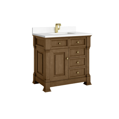 James Martin 547-V36 Brookfield 36” Single Vanity – Black Onyx / Honey Oak / Pearl Charcoal