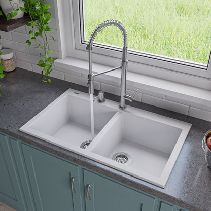 ALFI brand AB3420DI 34" Drop-In Double Bowl Granite Composite Kitchen Sink