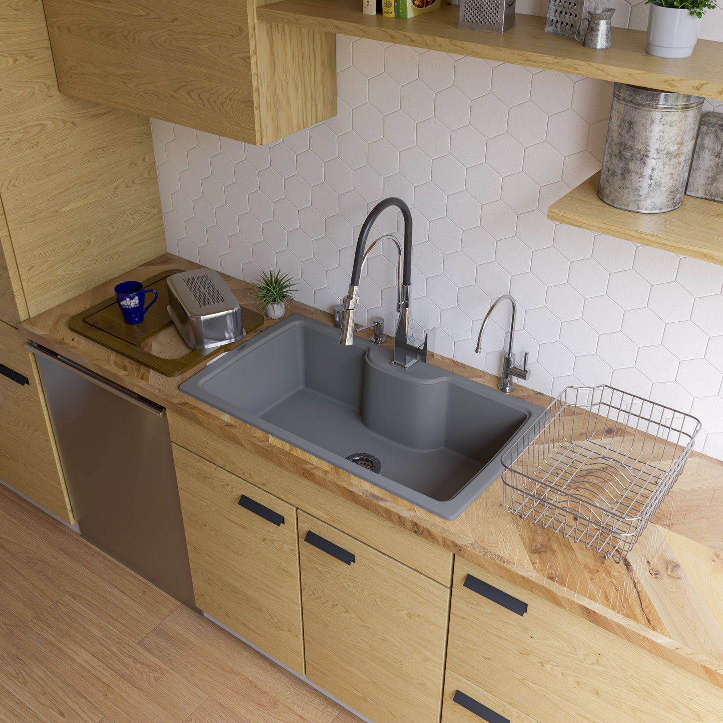 ALFI brand AB3520DI 35" Drop-In Single Bowl Granite Composite Kitchen Sink