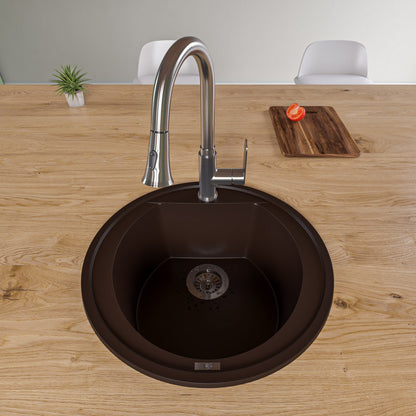 ALFI brand AB2020DI 20" Drop-In Round Granite Composite Kitchen Prep Sink