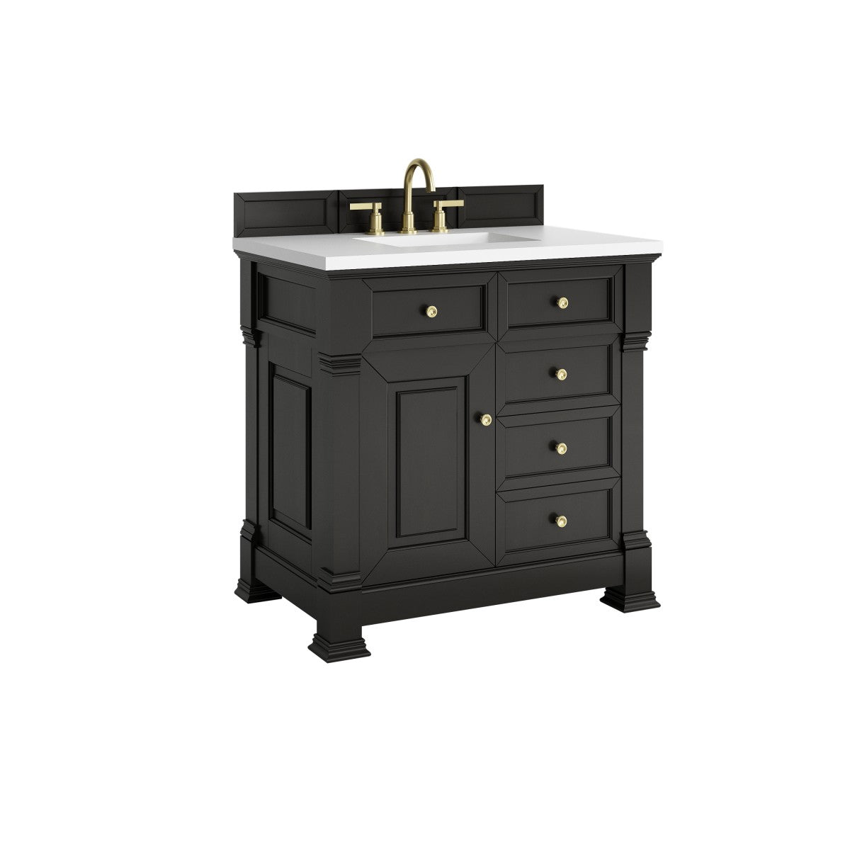 James Martin 547-V36 Brookfield 36” Single Vanity – Black Onyx / Honey Oak / Pearl Charcoal