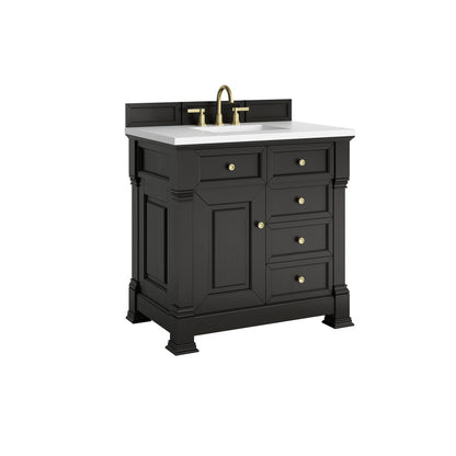 James Martin 547-V36 Brookfield 36” Single Vanity – Black Onyx / Honey Oak / Pearl Charcoal