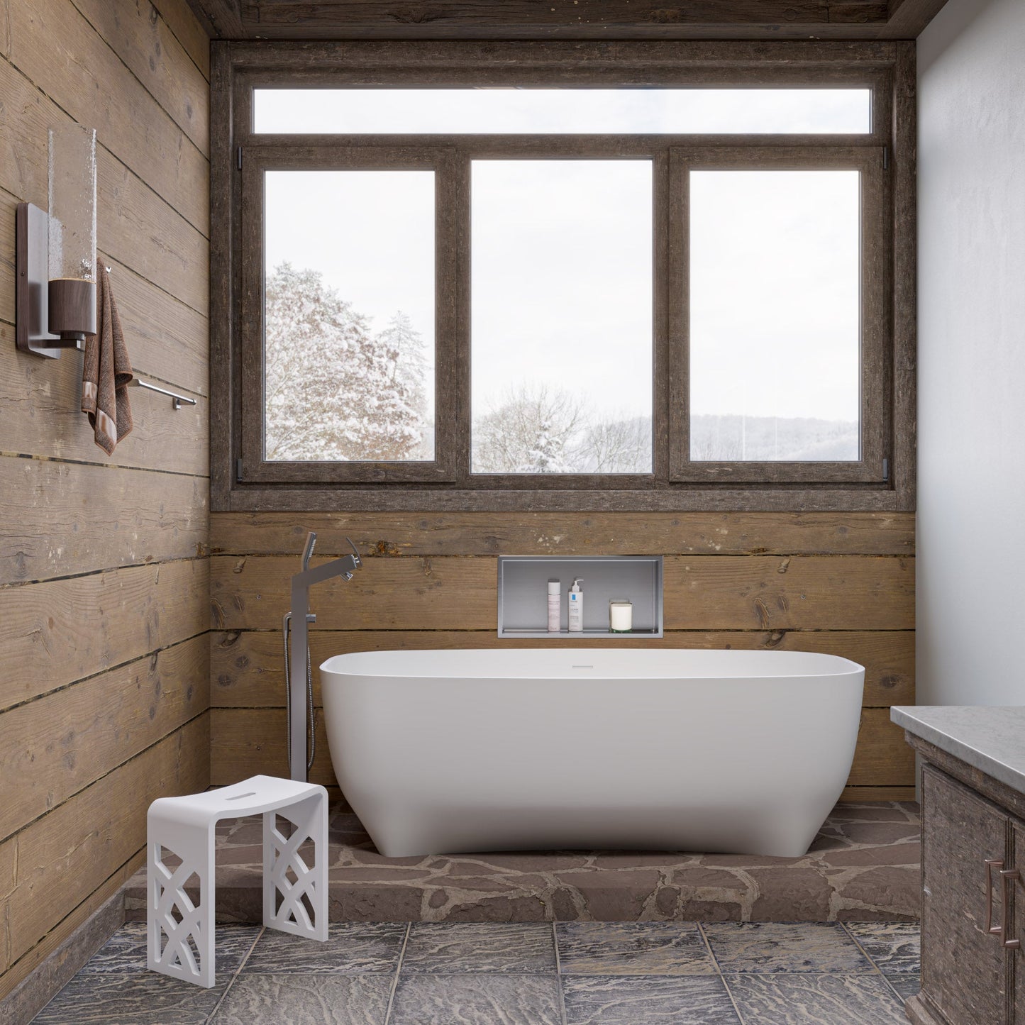 ALFI brand  AB9980 67" White Matte Solid Surface Resin Bathtub