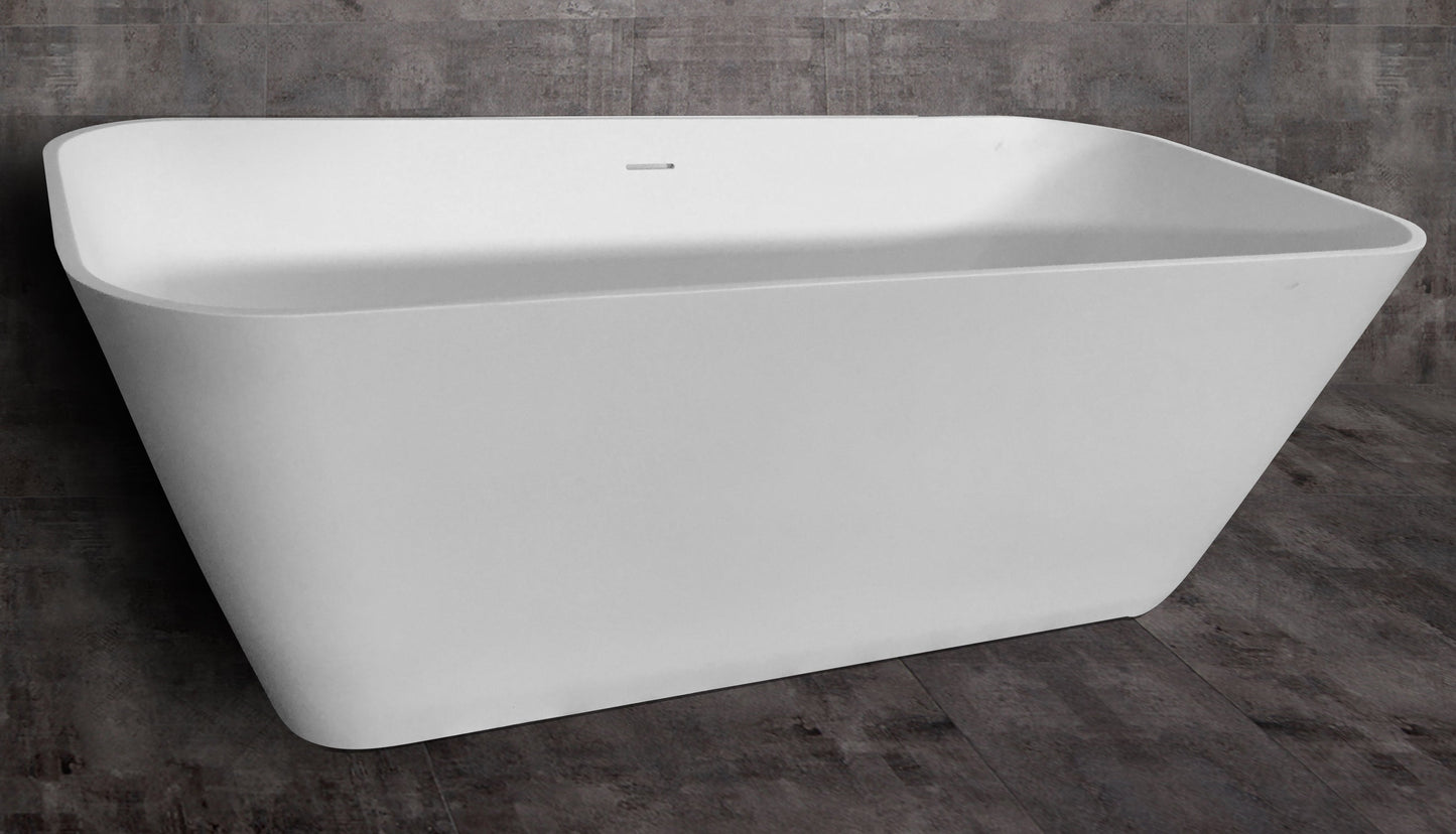 ALFI brand  AB9952 67" White Rectangular Solid Surface Smooth Resin Soaking Bathtub