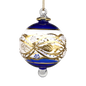 Floral Etched 3" Glass Ball - Blue