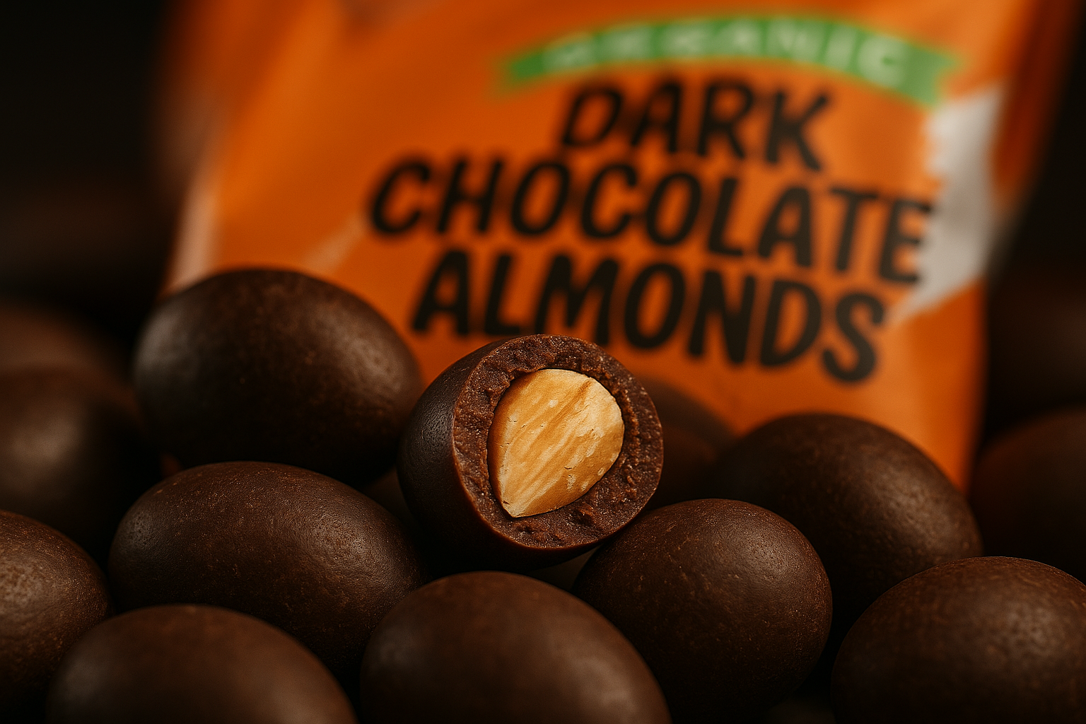 Dark Chocolate covered almond out-of-the package