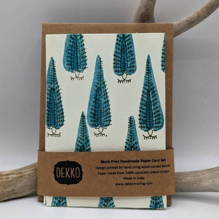 Block Print Peacock Card Set
