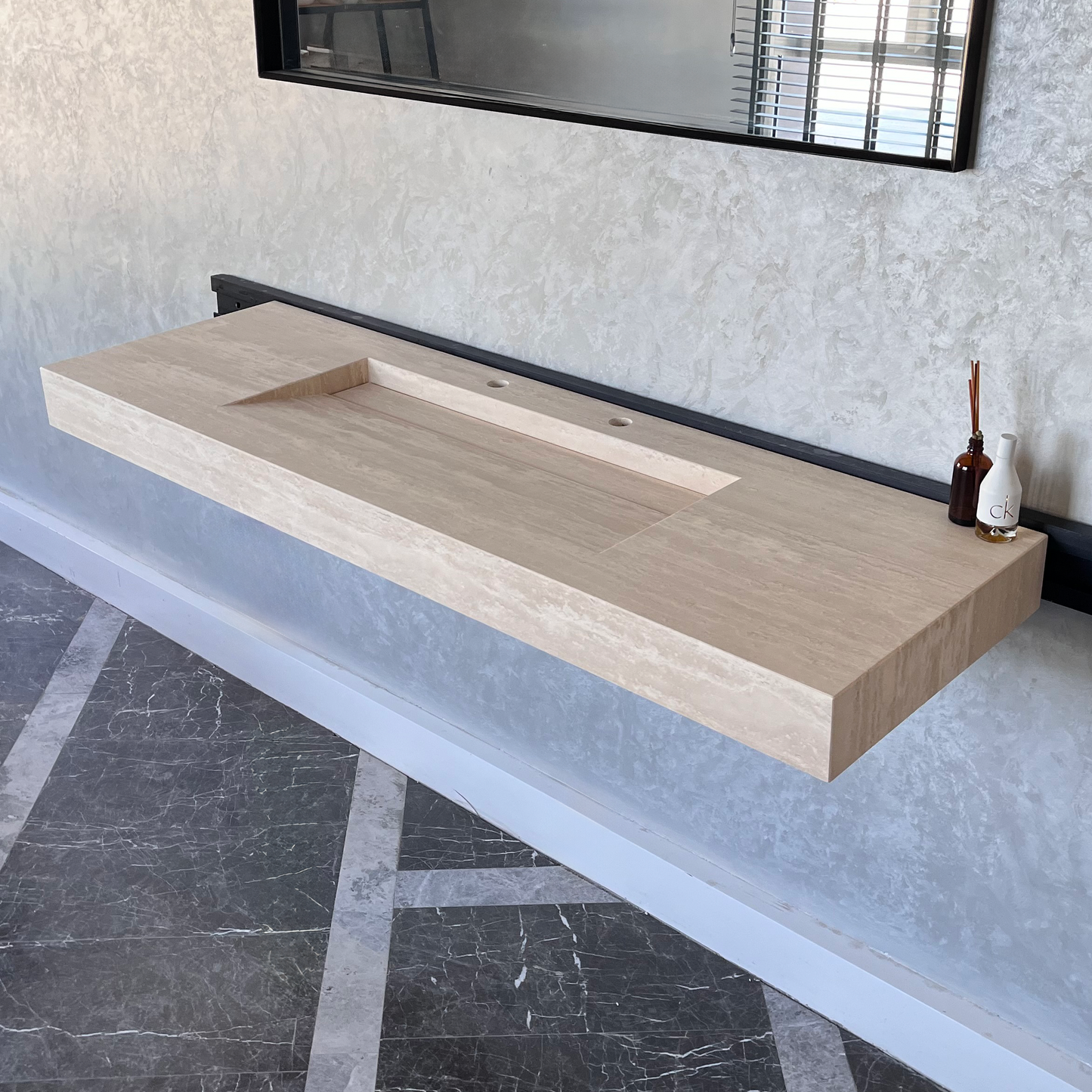 HANDCRAFTED CUSTOM TRAVERTINE SINK (TR-072)