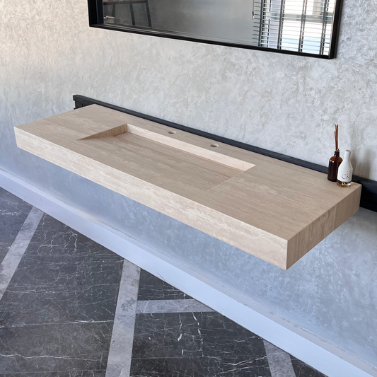 HANDCRAFTED CUSTOM TRAVERTINE SINK (TR-072)