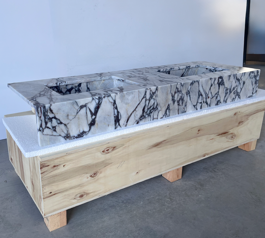 HANDCRAFTED CUSTOM CALACATTA VIOLA MARBLE SINK (NS-160)