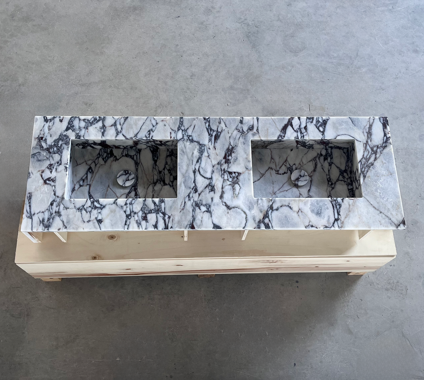 HANDCRAFTED CUSTOM CALACATTA VIOLA MARBLE SINK (NS-160)