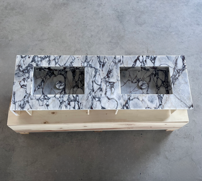 HANDCRAFTED CUSTOM CALACATTA VIOLA MARBLE SINK (NS-160)