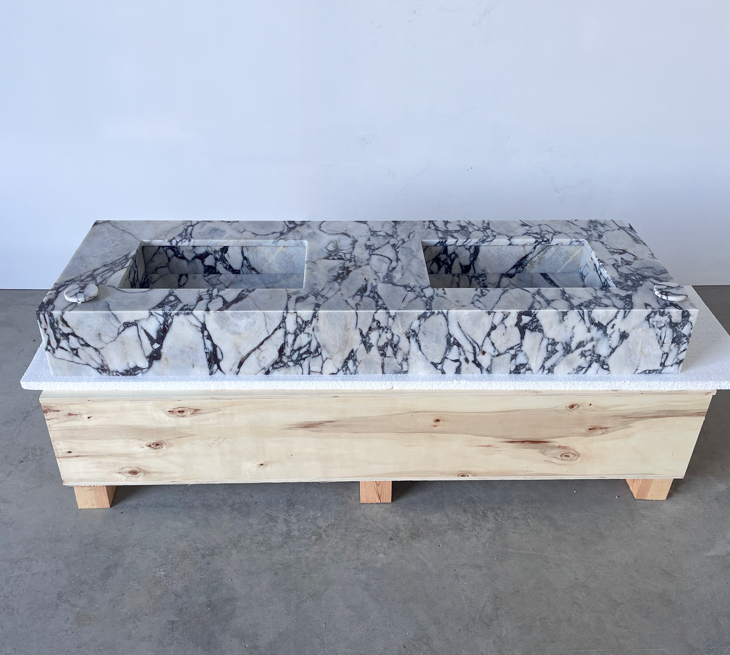 HANDCRAFTED CUSTOM CALACATTA VIOLA MARBLE SINK (NS-160)