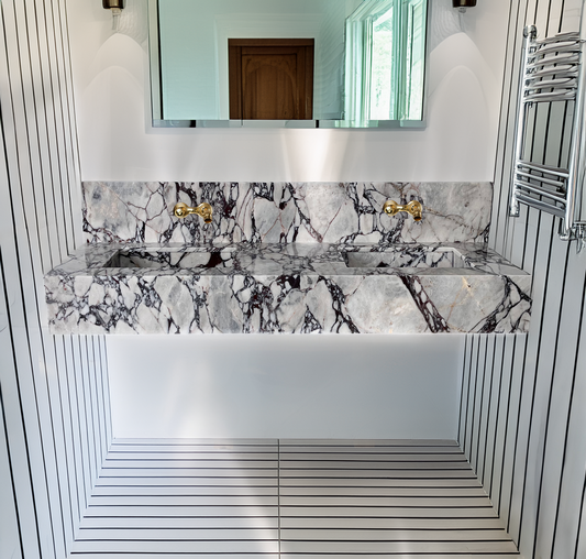 HANDCRAFTED CUSTOM CALACATTA VIOLA MARBLE SINK (NS-200)