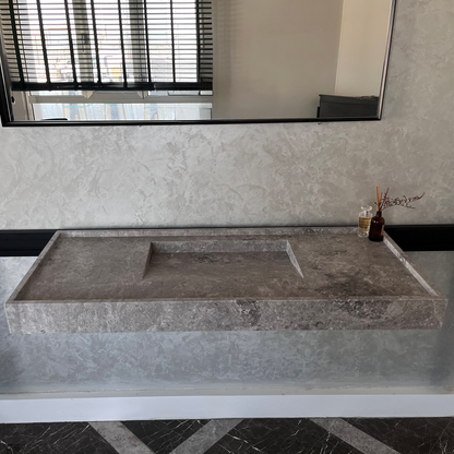 HANDCRAFTED CUSTOM TUNDRA GREY MARBLE SINK (NS-075)