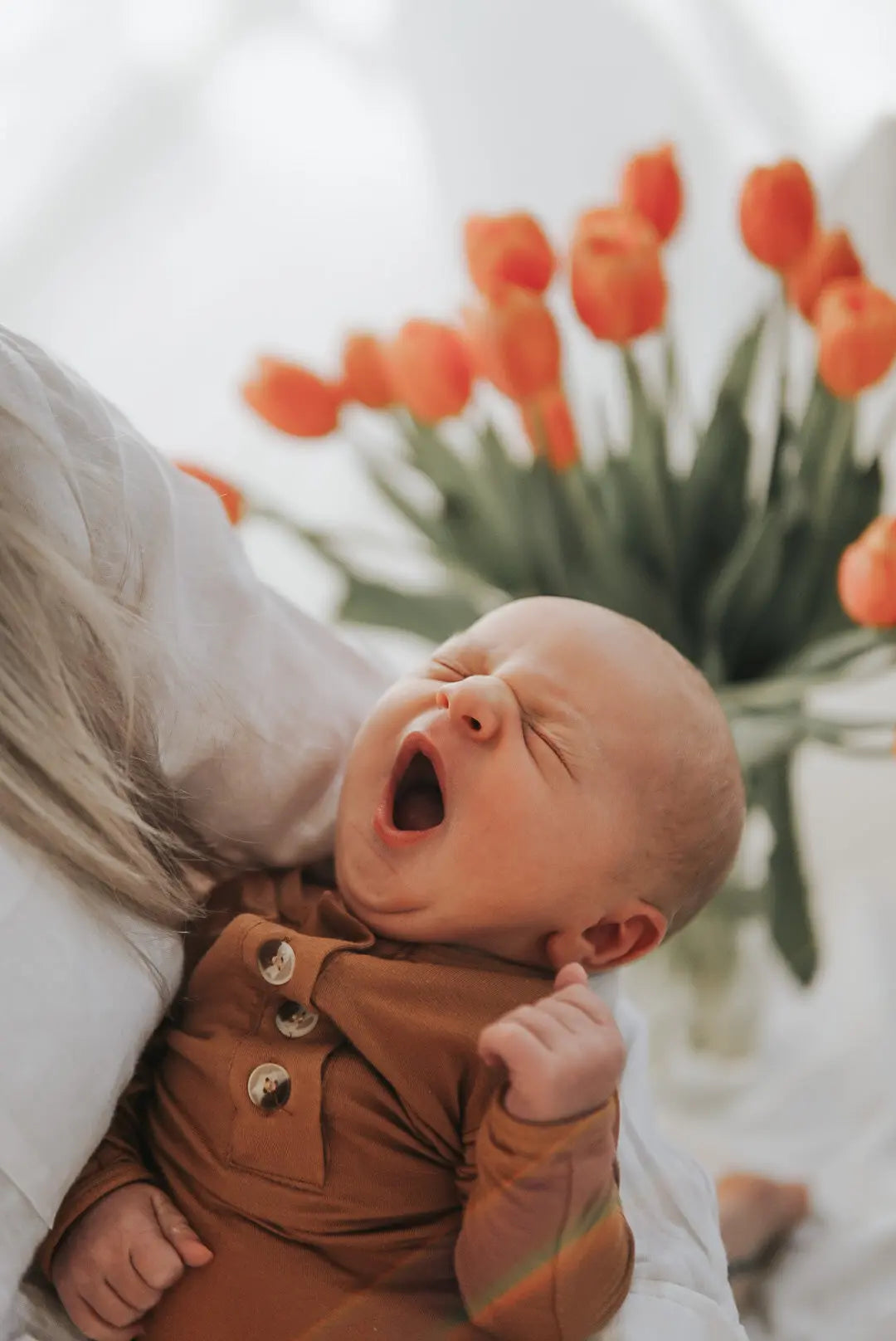 Knotted Baby Gown & Hat Set - Camel Brown (Newborn-3 months)