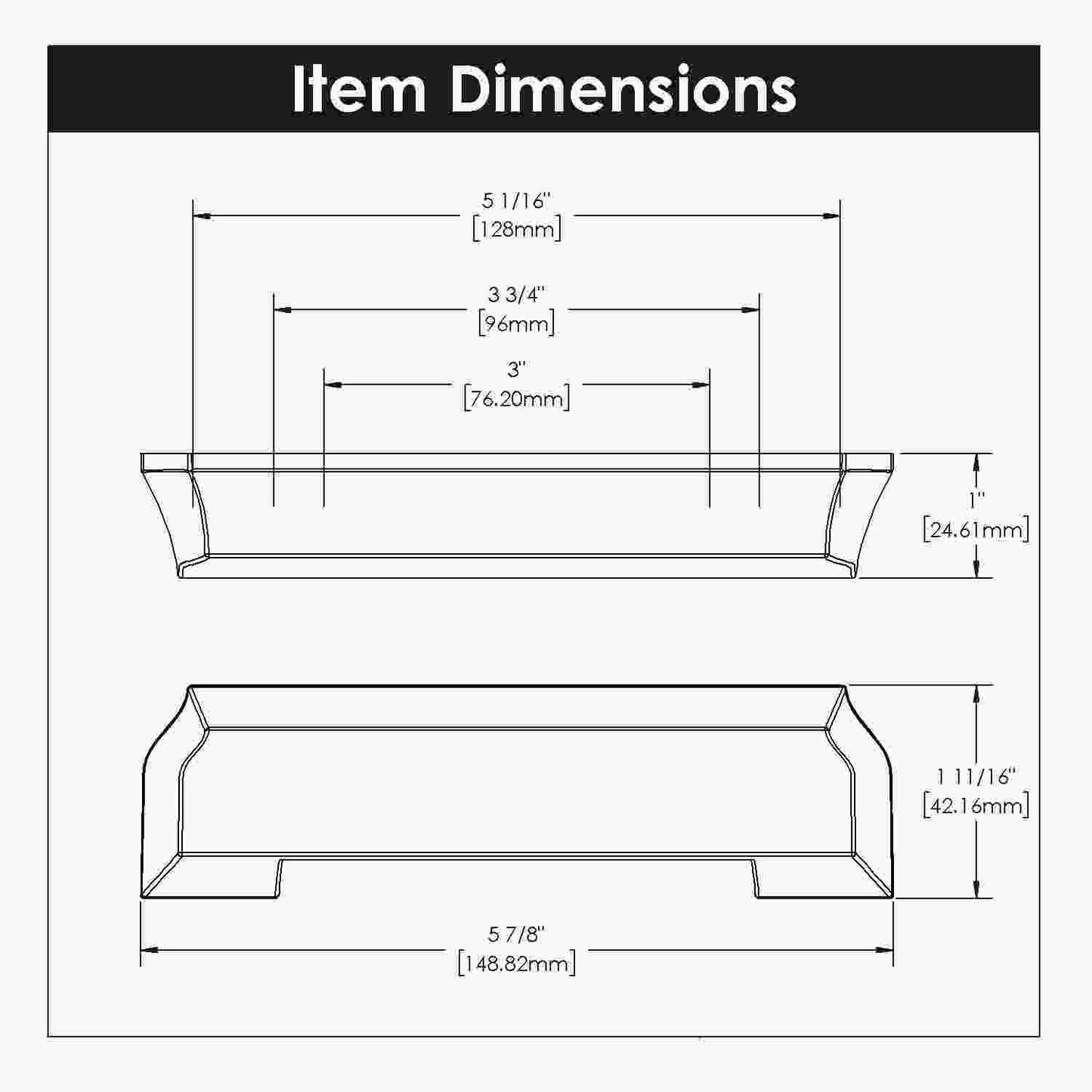 3 Inch, 3-3/4 Inch (96mm) & 5-1/16 Inch (128mm) Center to Center Studio II Cup Pull