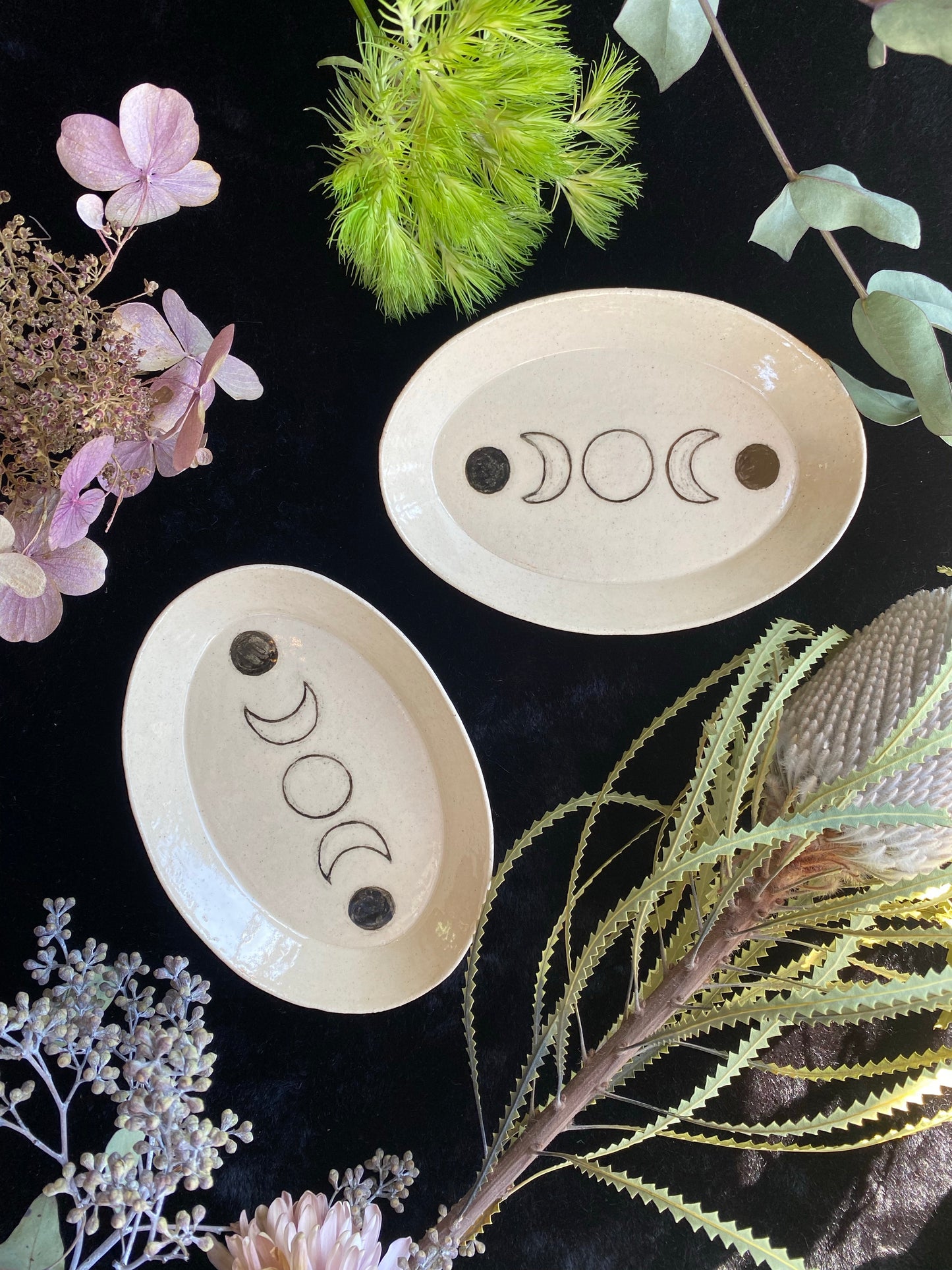 Moon Phase Ceramic Offering Plates and Dinnerware