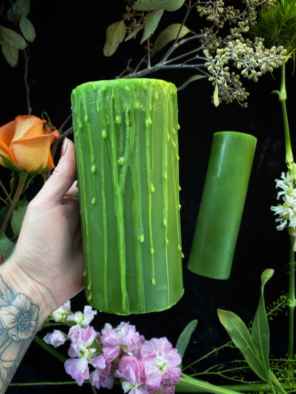 Green Beeswax Pillar Ritual Candles