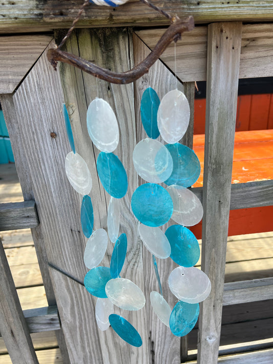 Multicolored Capiz Shell Drop- Blue, Pink or Rainbow