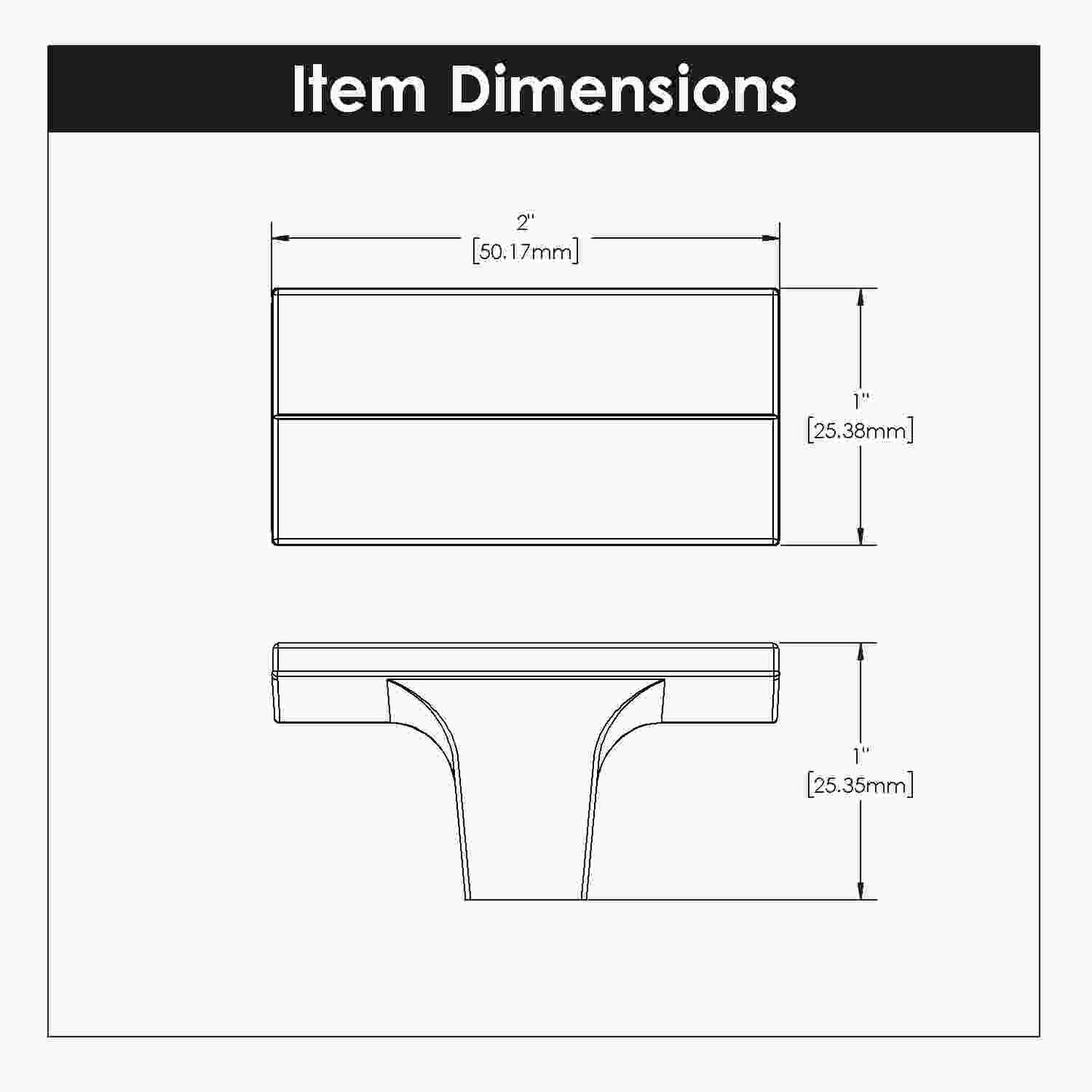 2 Inch x 1 Inch Avenue Rectangular Knob