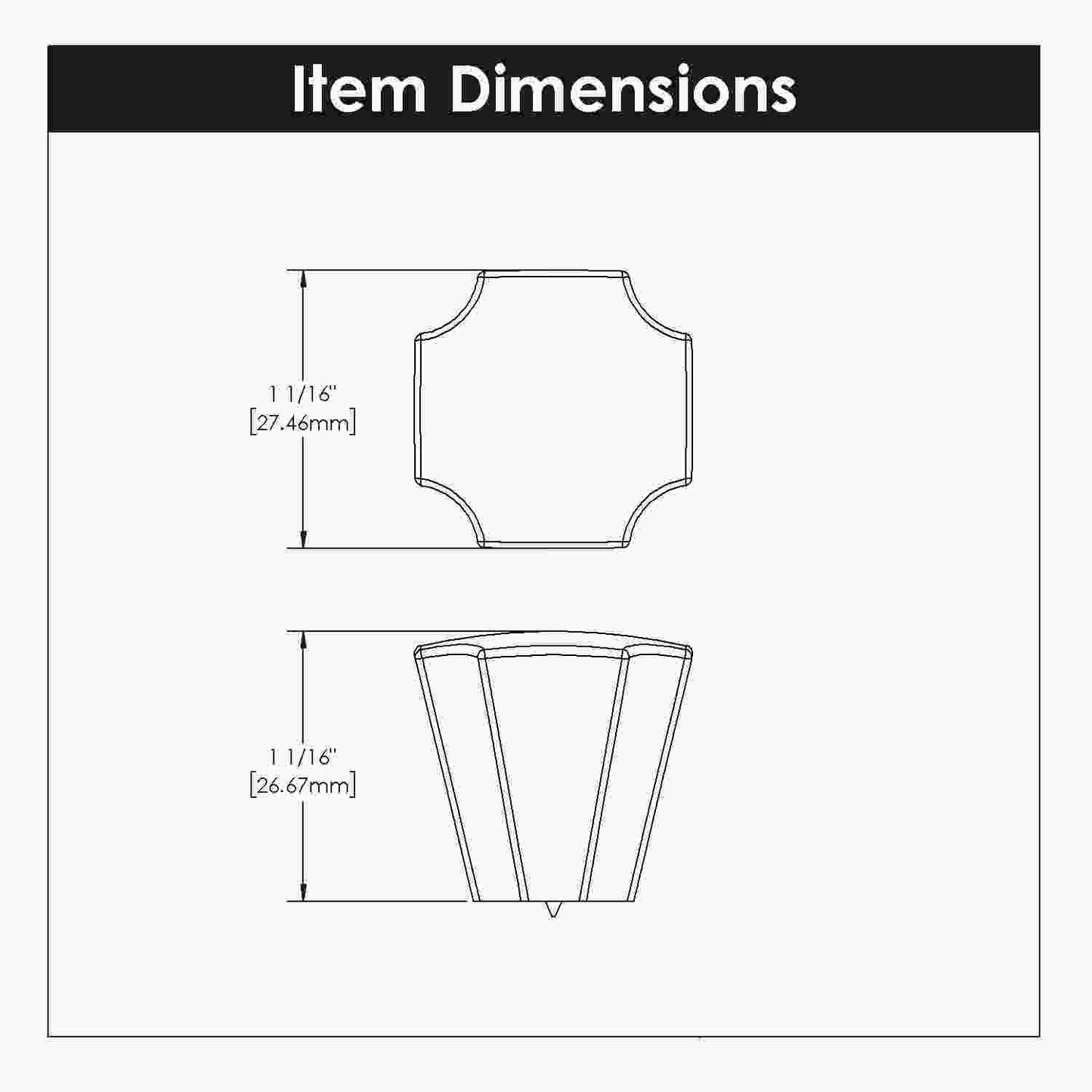1-1/8 Inch x 1-1/8 Inch Monarch Conical Knob