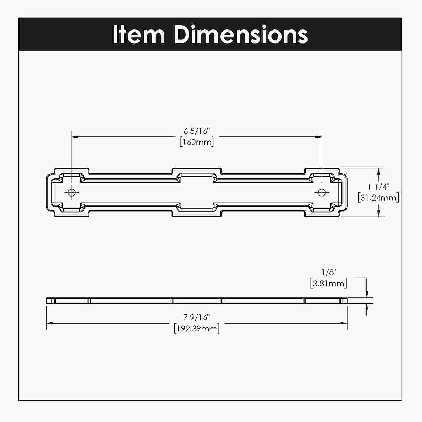 6-5/16 Inch (160mm) Center to Center Coventry Pull Backplate
