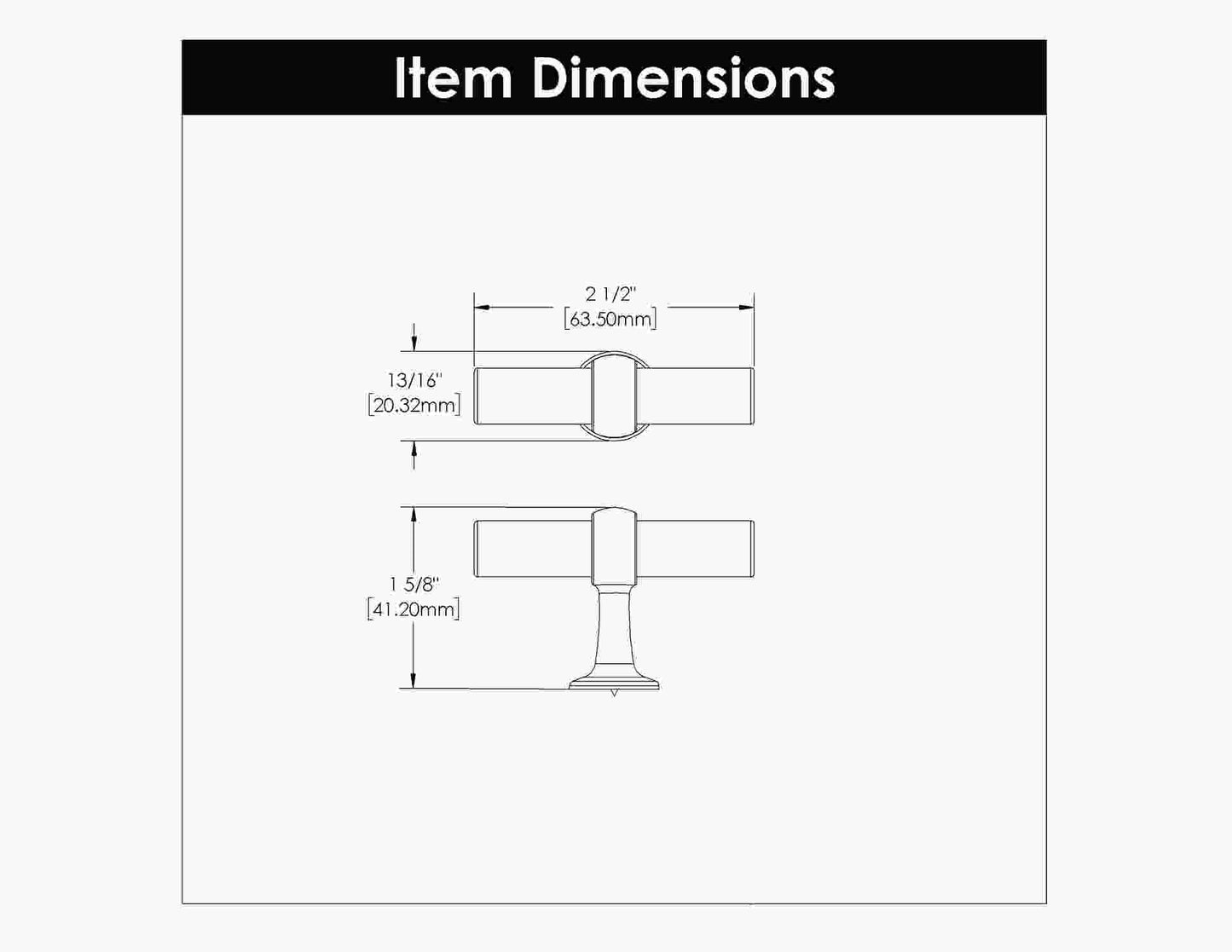 2-1/2 Inch X 13/16 Inch Ostia T-Knob