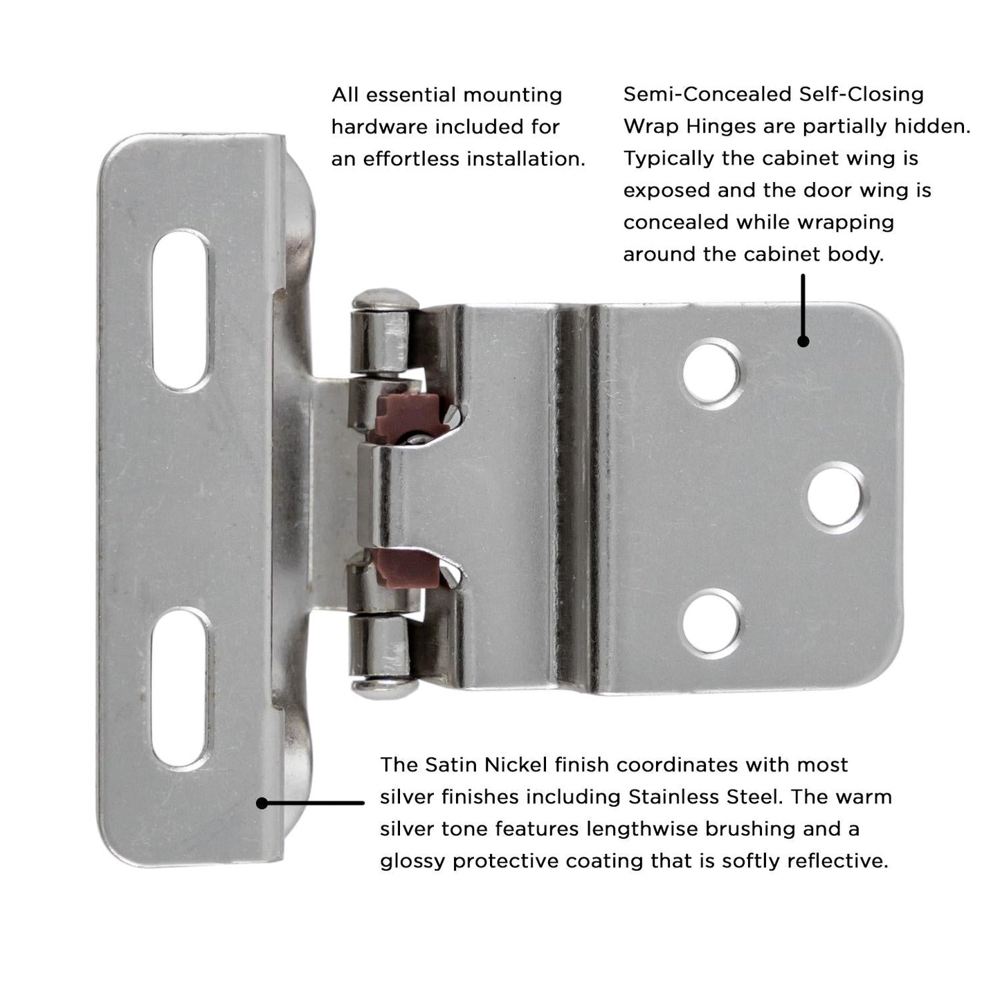 Self-Closing Semi-Concealed Hinge