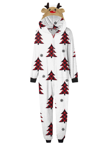 Family Christmas Snowflake Reindeer Hooded Onesie