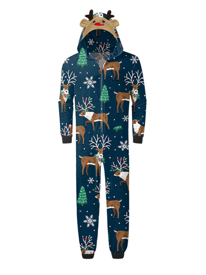 Family Christmas Snowflake Reindeer Hooded Onesie