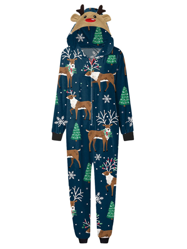 Family Christmas Snowflake Reindeer Hooded Onesie