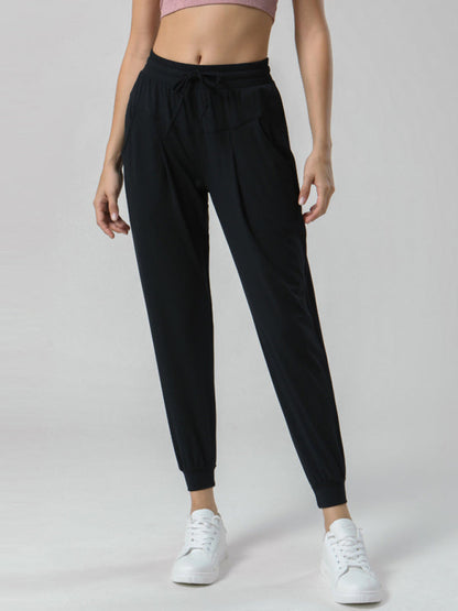 Women's Drawstring Waist Sports Stretch Pants - Nude Sweatpants