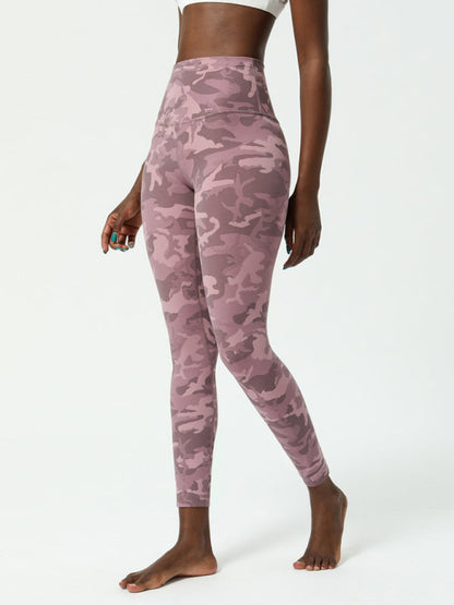 Women's Double-Sided Camouflage Yoga Pants - Nude Print Design