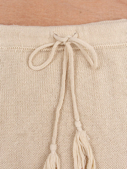 Women's bikini cover-up top wrap chest dress two-piece tie-up tassel beach sunscreen dress