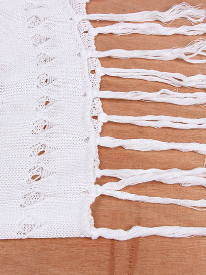 Women's bikini cover-up top wrap chest dress two-piece tie-up tassel beach sunscreen dress