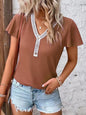 Waffle Knit V-Neck Tank Top Dropped Shoulder Women's Sleeveless Tee