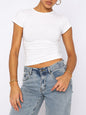 Women's Solid Color Round Neck Short Sleeve Basic T-Shirt - Essential Wardrobe Staple