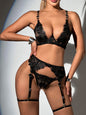 Modern embroidered bra retro decorative sexy push-up underwear set