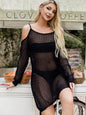 Women's Modern Casual Versatile Suspender Hollow Shoulder Long Sleeve Woolen Dress