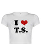 Heart Letter Print Crop Top Short Sleeve Women's T-Shirt