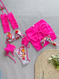 Women's new three-piece bikini ruffled edge split swimsuit
