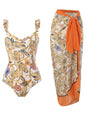 Floral Print One-Piece Swimsuit Beachwear