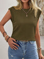 Women's Pleated Round Neck Short Sleeve T-Shirt - Fashion Casual Top