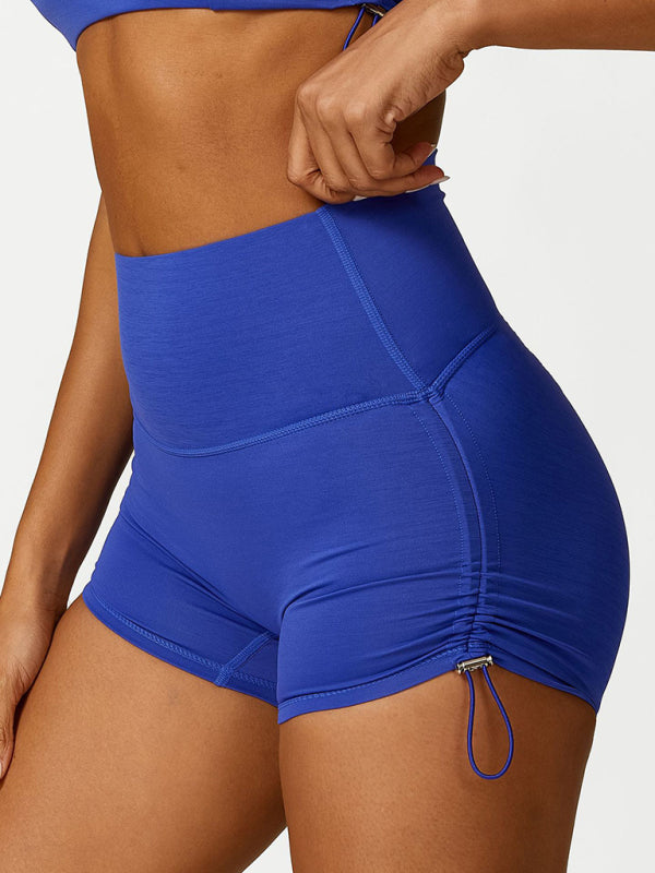 Women's Drawstring Yoga Breathable Solid Color Running Tight Shorts