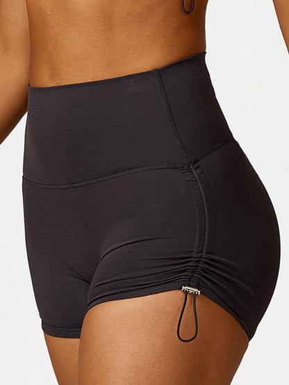 Women's Drawstring Yoga Breathable Solid Color Running Tight Shorts