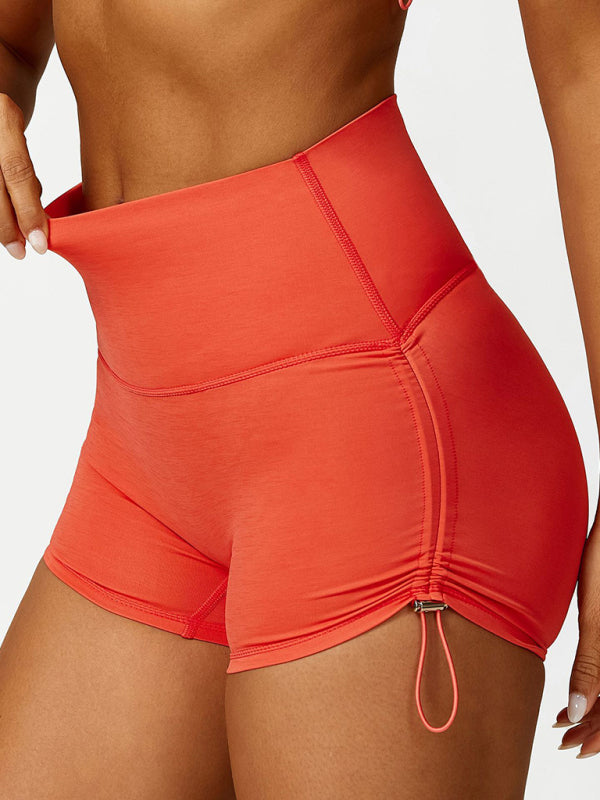 Women's Drawstring Yoga Breathable Solid Color Running Tight Shorts
