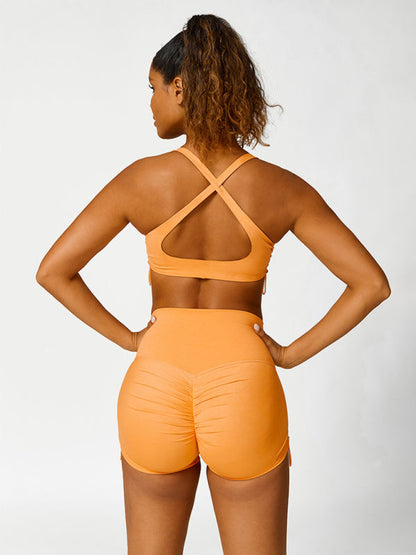 Women's Drawstring Yoga Breathable Solid Color Running Tight Shorts