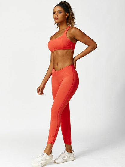 Women's Drawstring Yoga Breathable Solid Color Running Tights